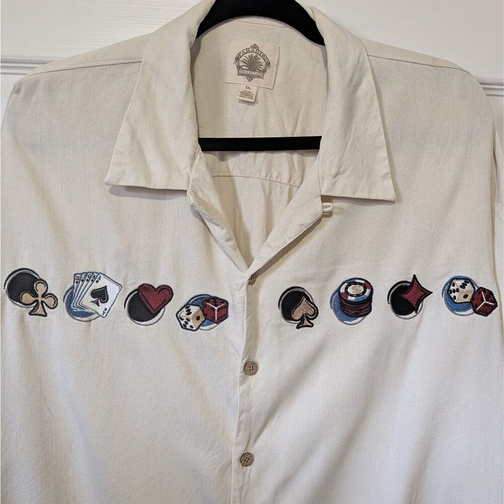 Paradise Collection Mens XXL 100% Silk Casino Gambling Embroidered Shirt Vegas